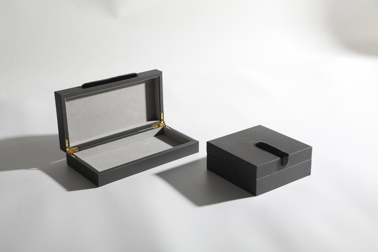 GREY PU LEATHER & MDF STORAGE BOX