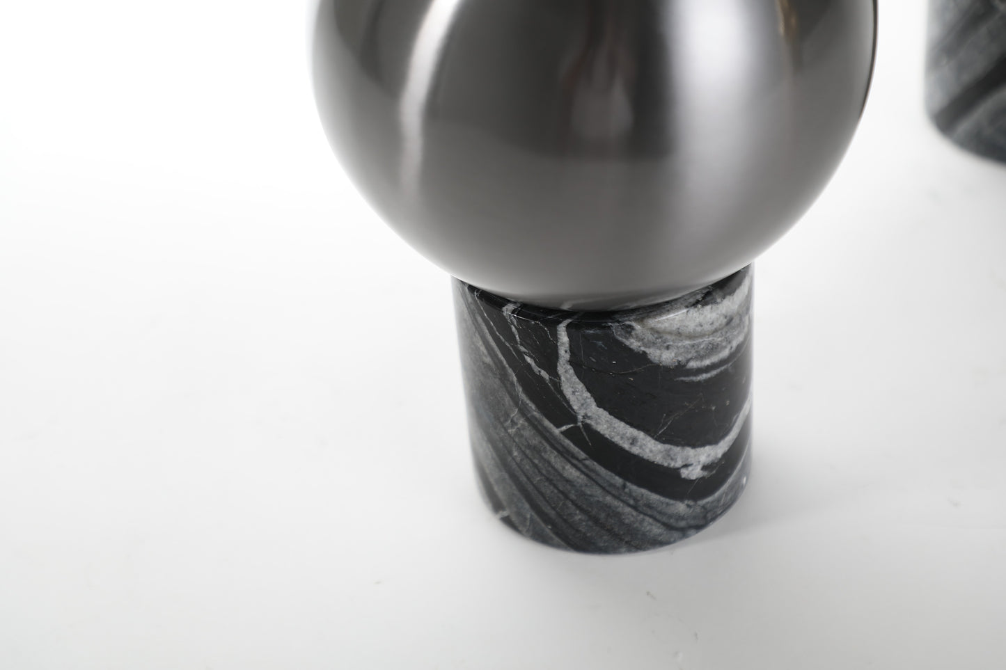 Silver & Black Marble & Stainless Steel Vase