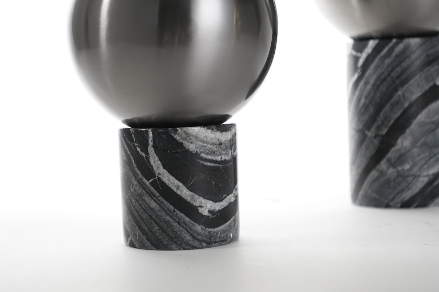 Silver & Black Marble & Stainless Steel Vase