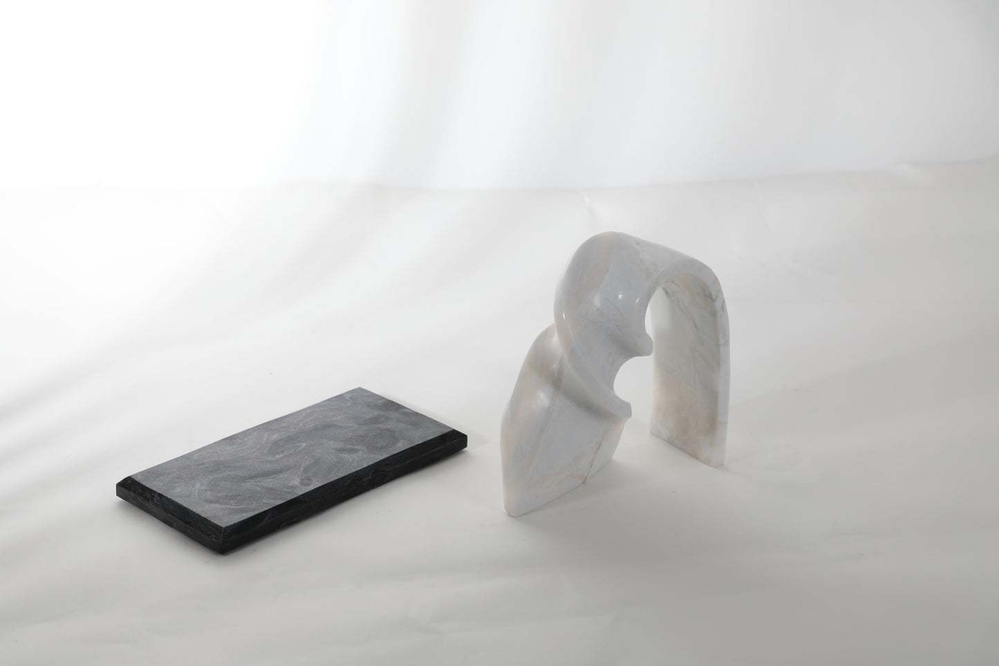 White Resin & Marble Abstract Art Sculpture