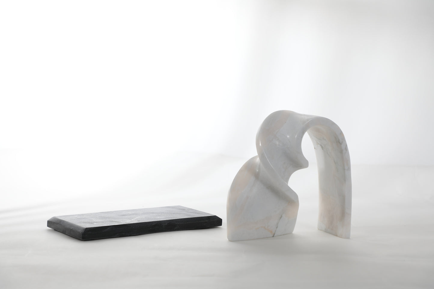 White Resin & Marble Abstract Art Sculpture