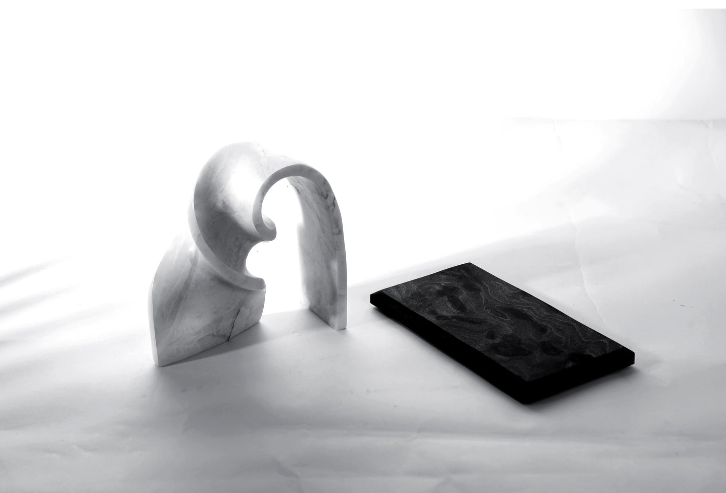 White Resin & Marble Abstract Art Sculpture