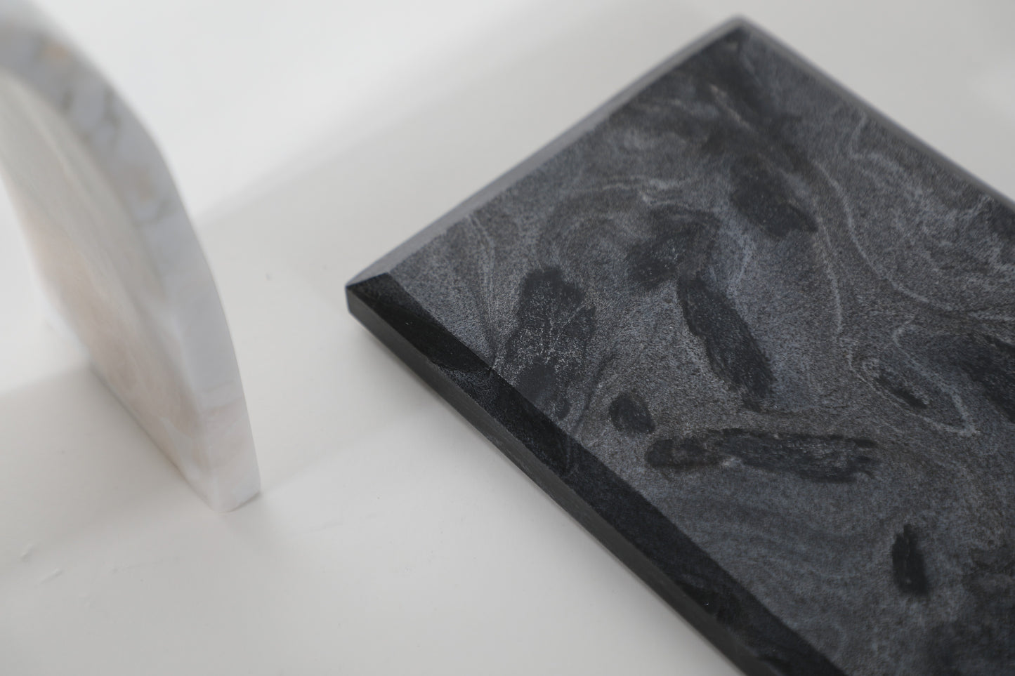 White Resin & Marble Abstract Art Sculpture