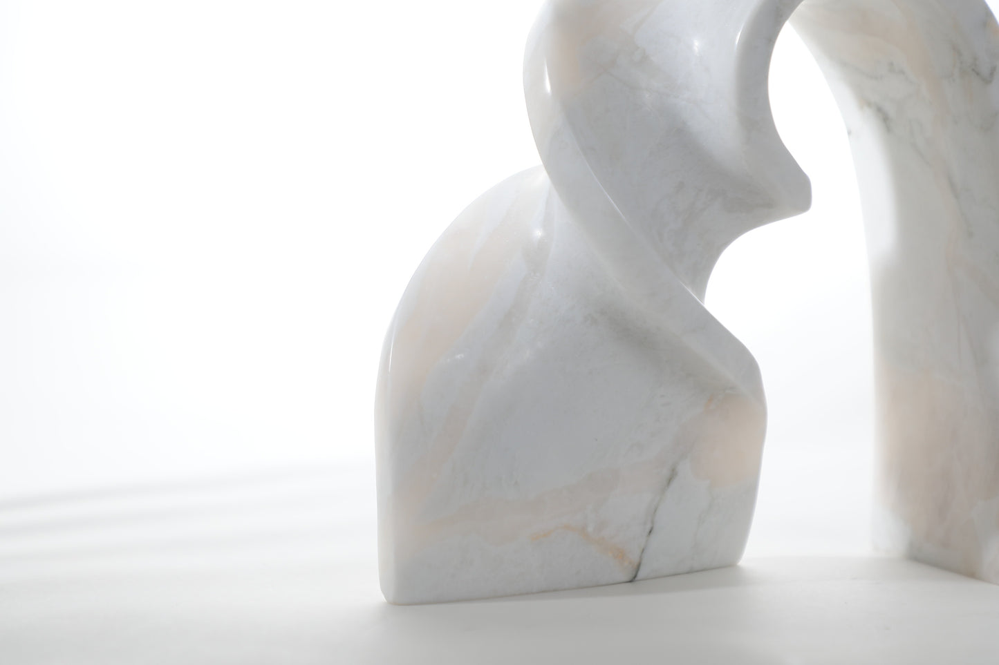 White Resin & Marble Abstract Art Sculpture