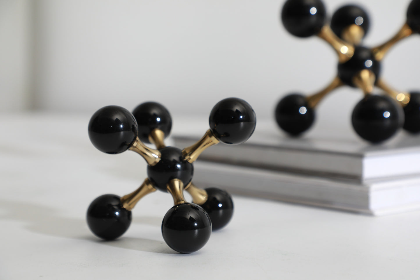 CRYSTAL & IRON MOLECULAR ORB SCULPTURE