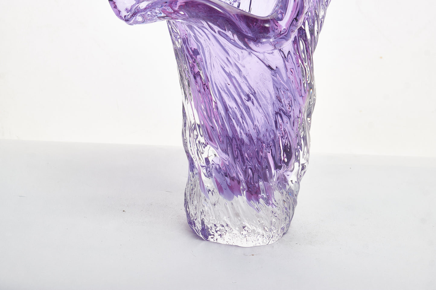 Light Purple Hand-Made Wavy Glass Vase