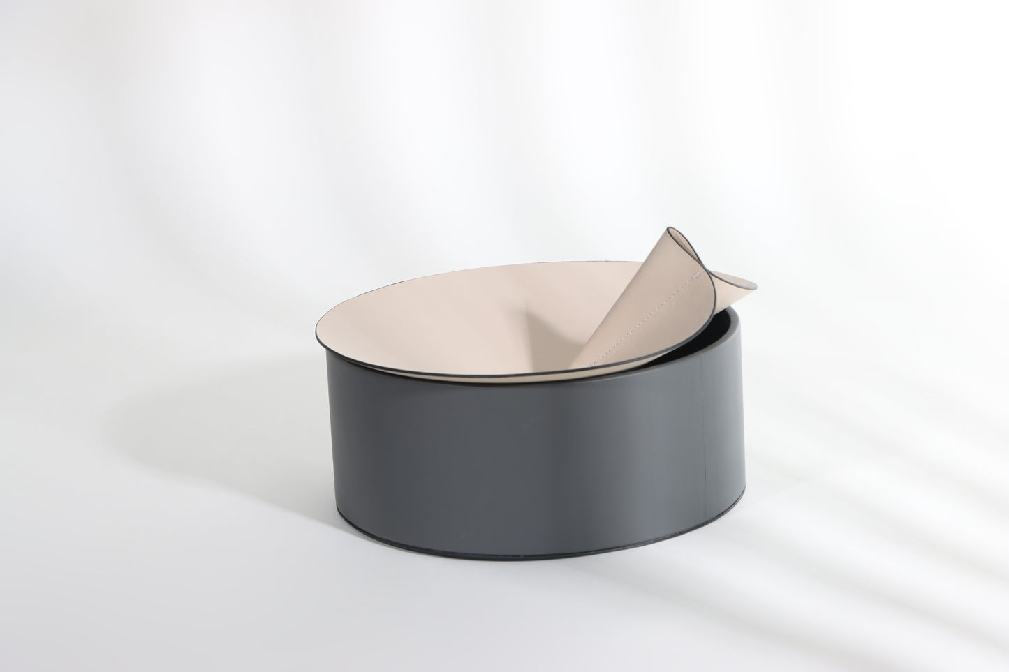 BEIGE & BLACK MICRO-FIBER LEATHER & PVC STORAGE BOX