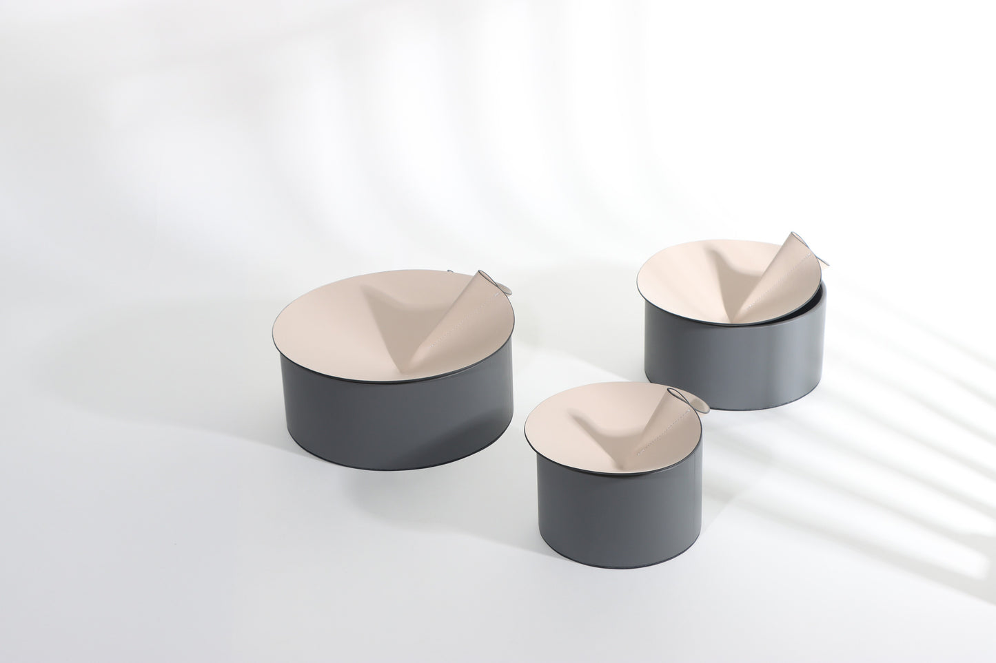 BEIGE & BLACK MICRO-FIBER LEATHER & PVC STORAGE BOX
