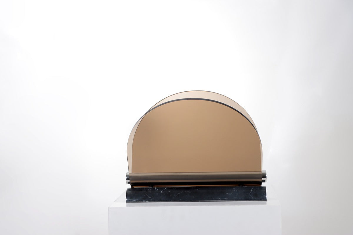 BLACK ACRYLIC & STEEL & MARBLE BOOKEND