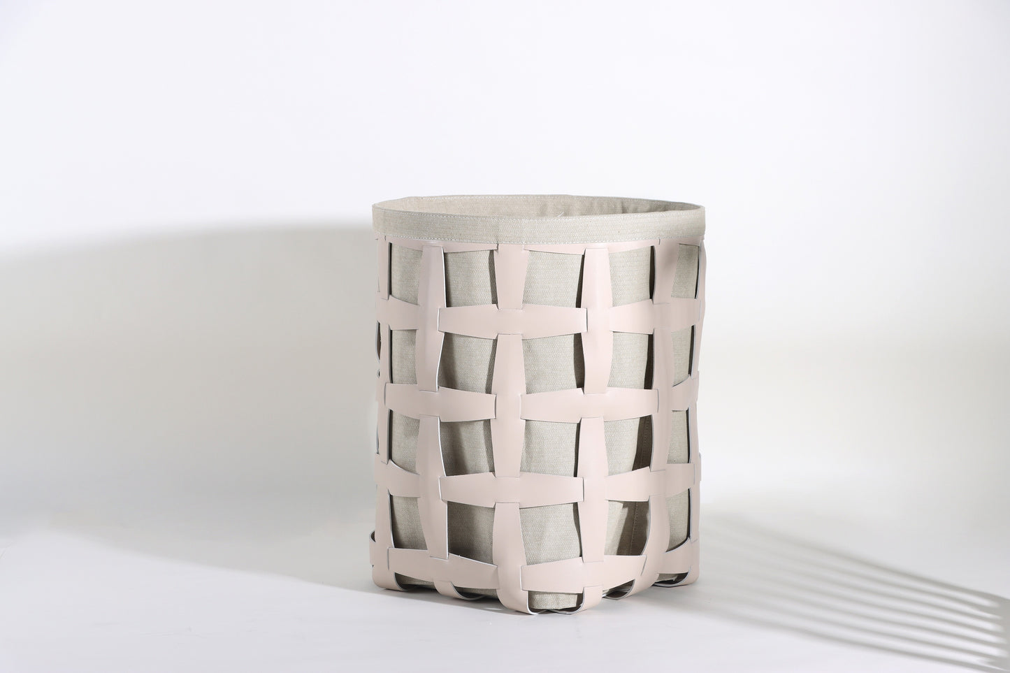 BEIGE MICRO-FIBER EATER & FABRIC FABRIC BASKET