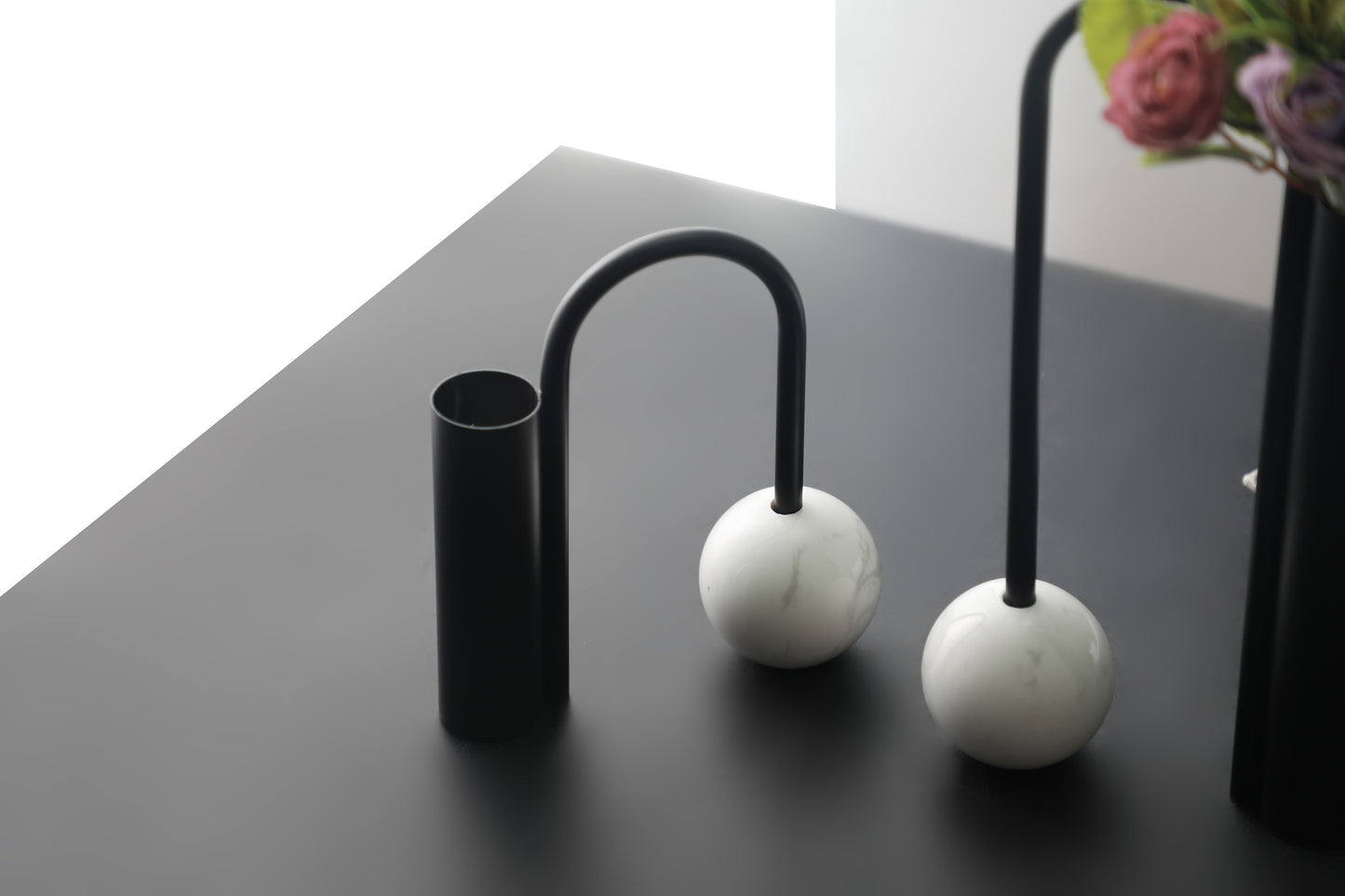 Black & White Marble & Iron Vase
