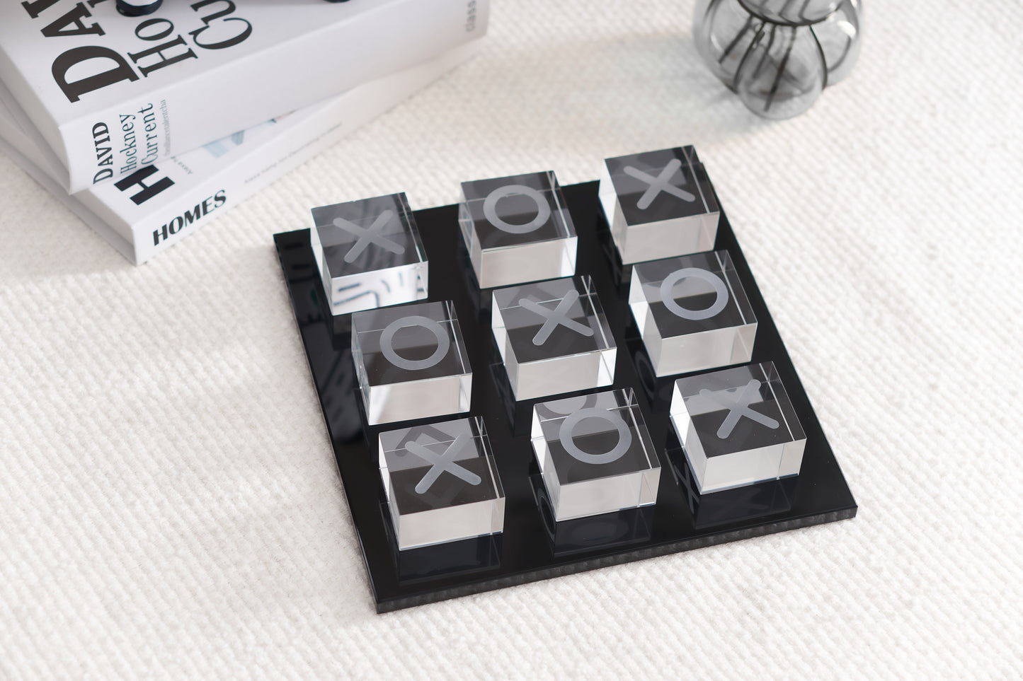 Black & Clear Crystal X O Chessboard