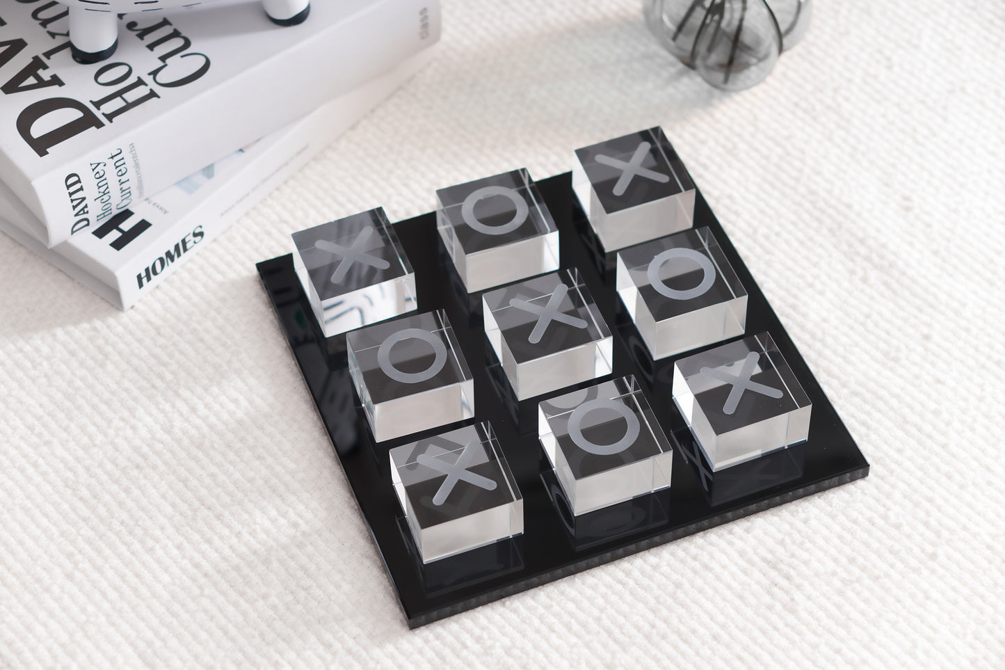 Black & Clear Crystal X O Chessboard