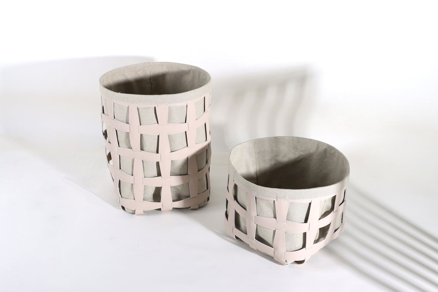 BEIGE MICRO-FIBER EATER & FABRIC FABRIC BASKET