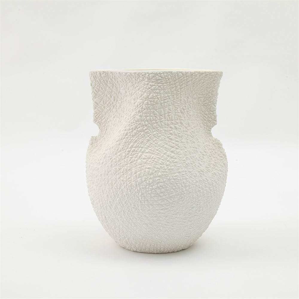ZK CERAMIC ROUND VASE WHITE