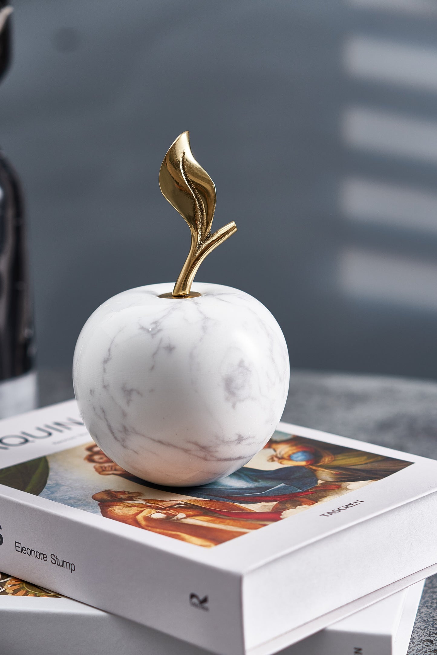 White Marble & Brass Apple