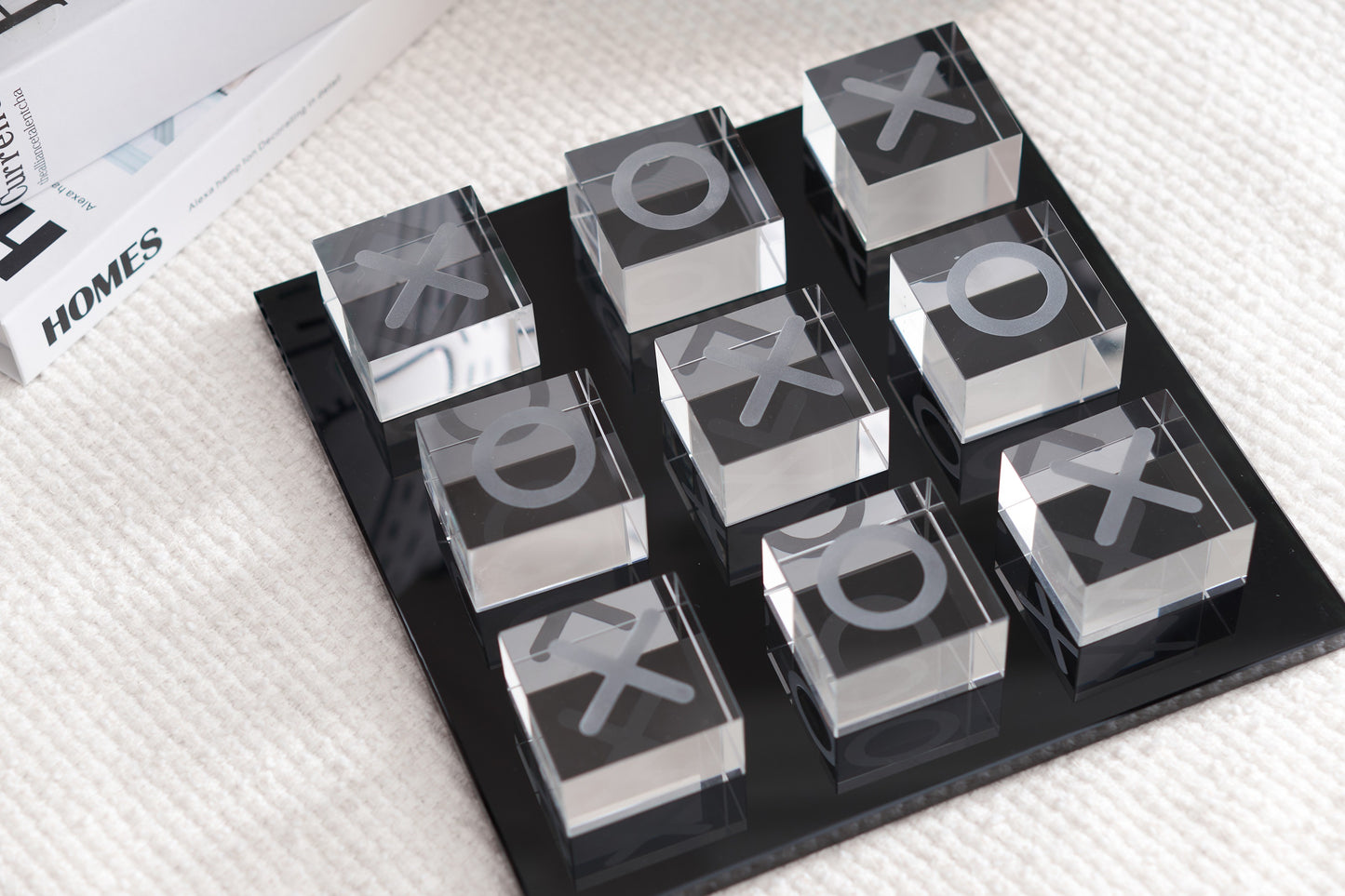 Black & Clear Crystal X O Chessboard