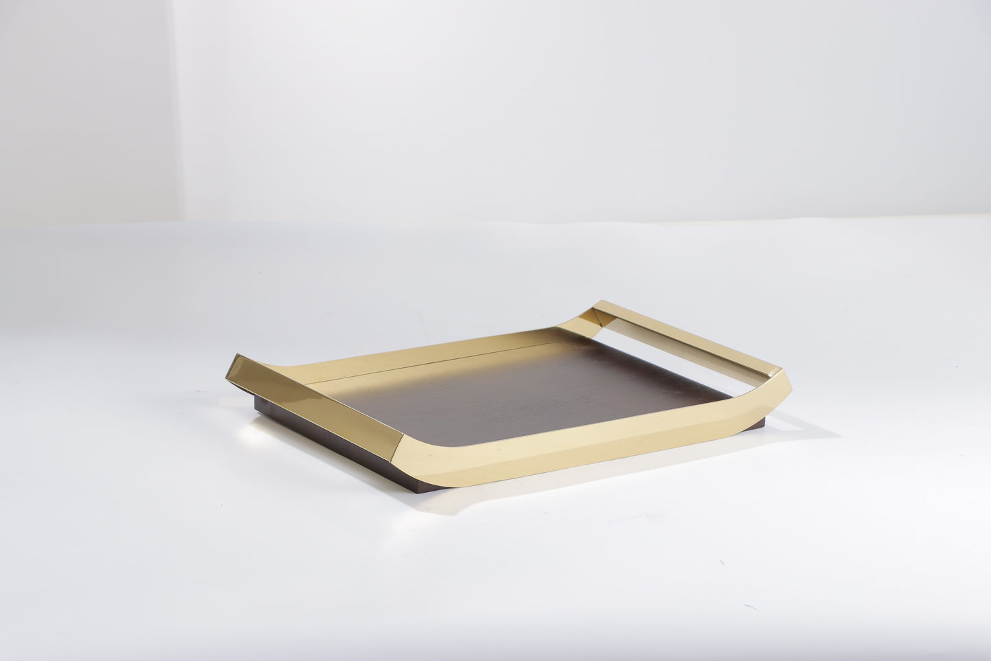 Brown S/S Steel & Mdf Serving Tray