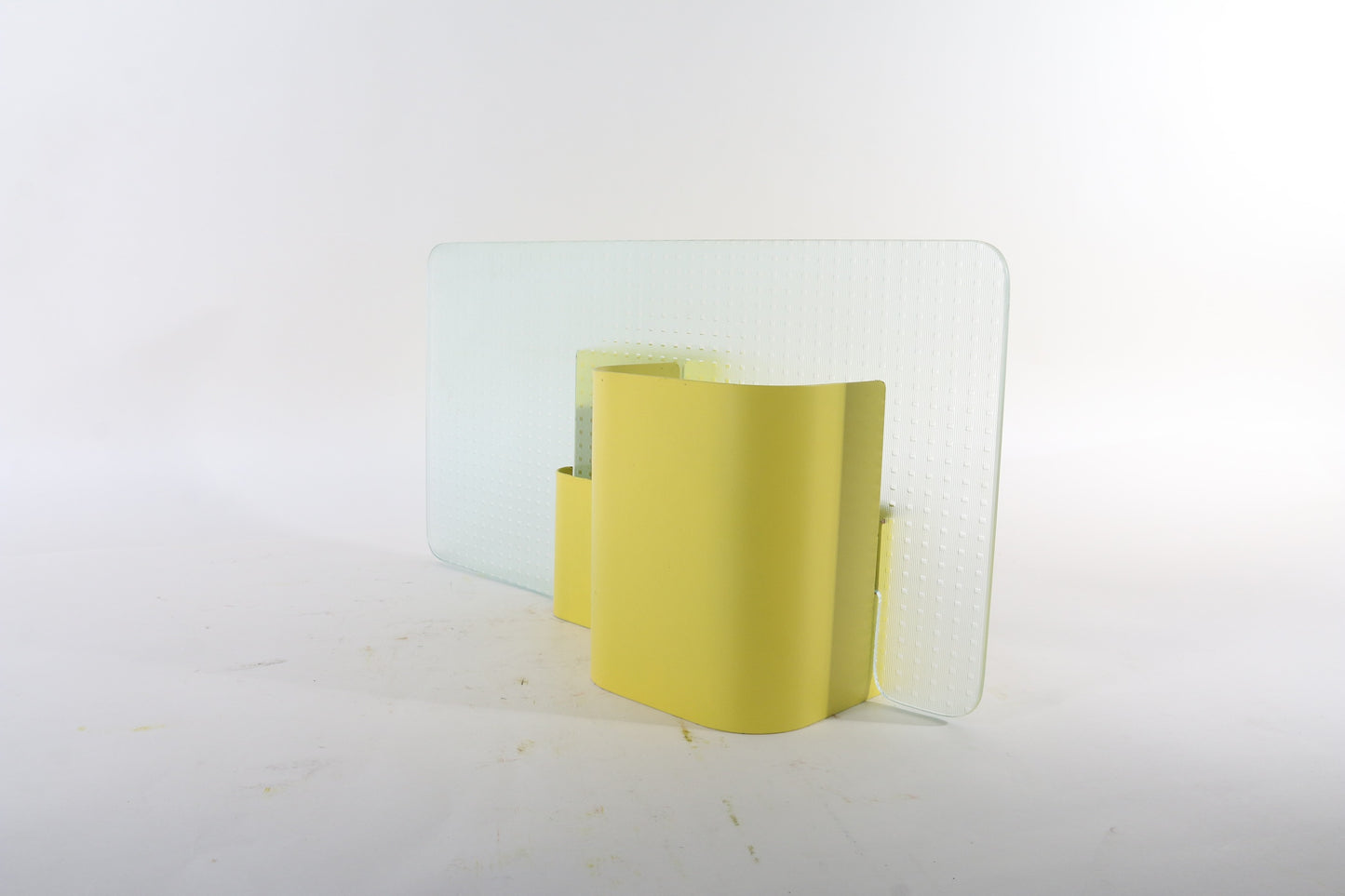 YELLOW IRON & GLASS FLOWER VASE