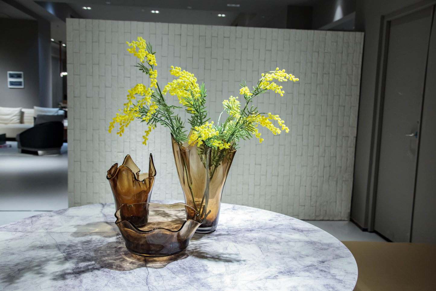 Brown Wavy Glass Vase