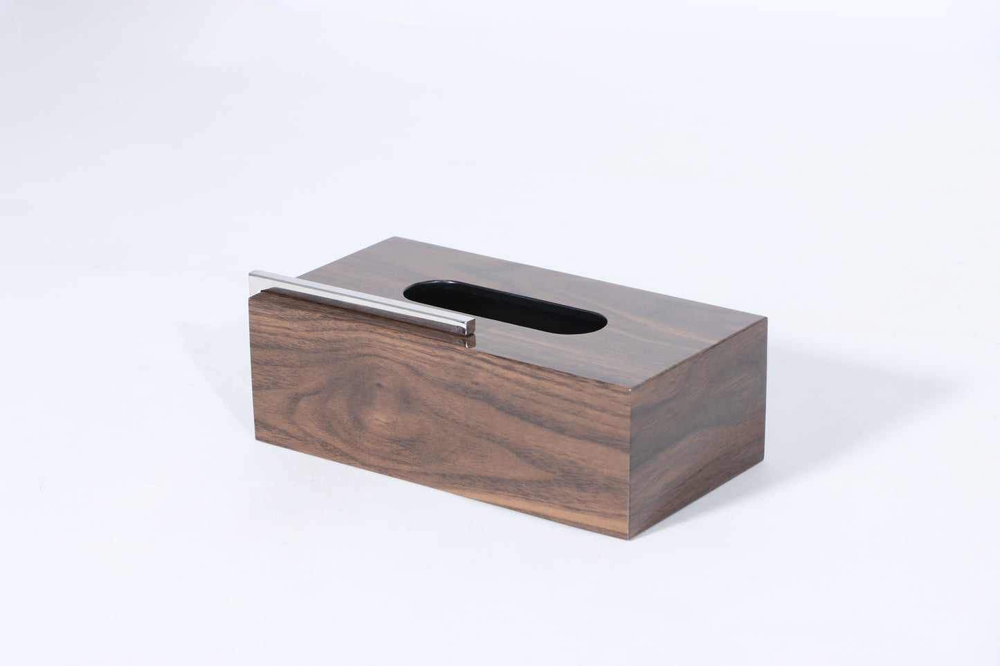Brown Mdf & S/S Steel Tissue Box