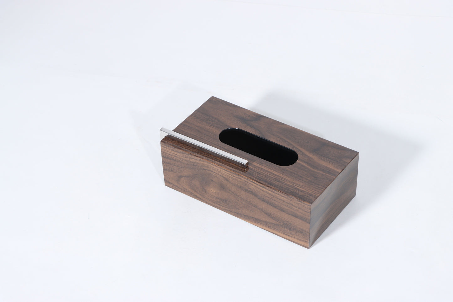 Brown Mdf & S/S Steel Tissue Box