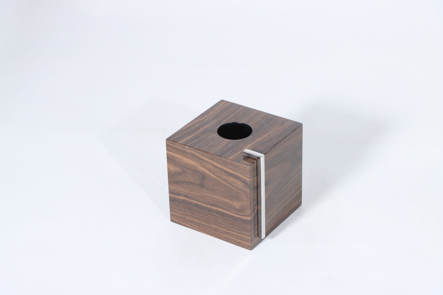 Brown Mdf & S/S Steel Tissue Box