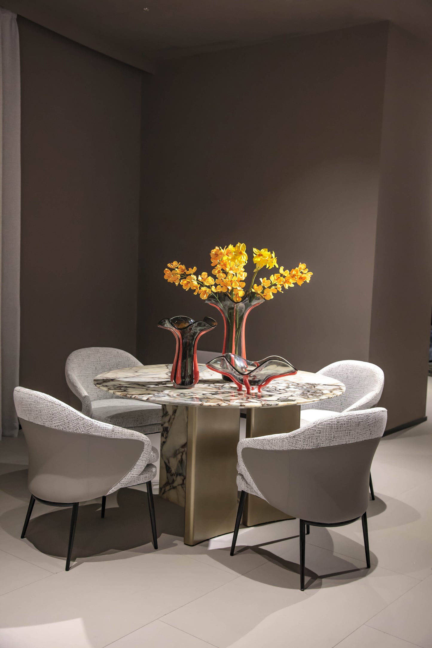 Grey & Pink Glass Vase