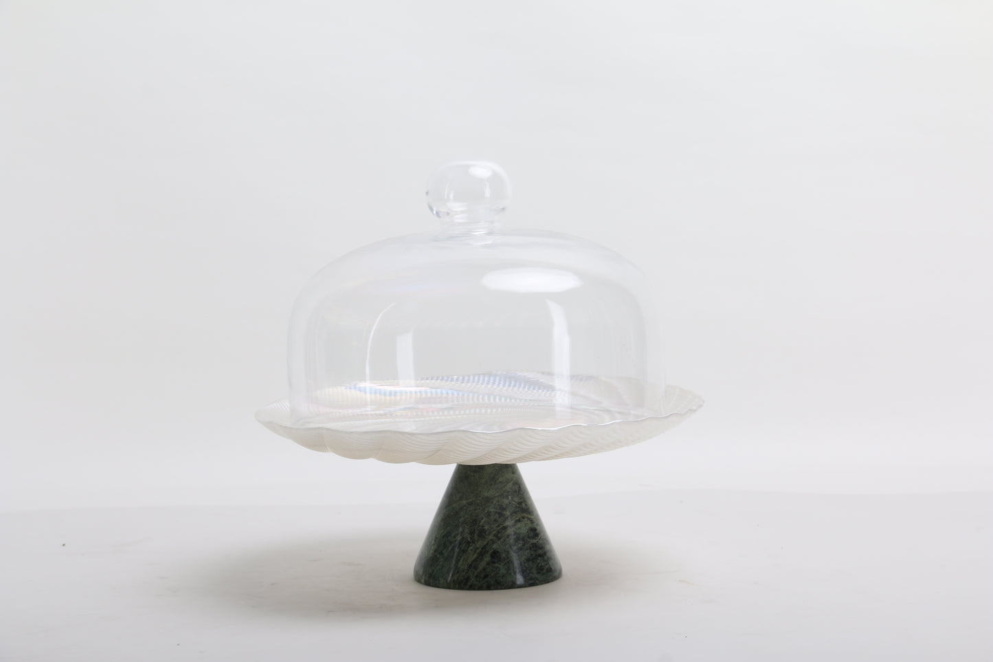 Marble & Glass Tray With Dome Cover - Cake Display