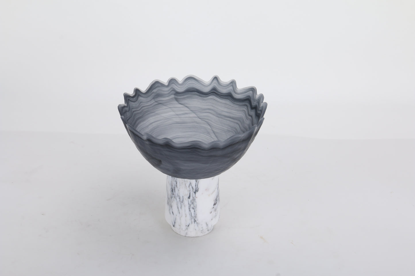 Grey Waved Marble & Glass Tray