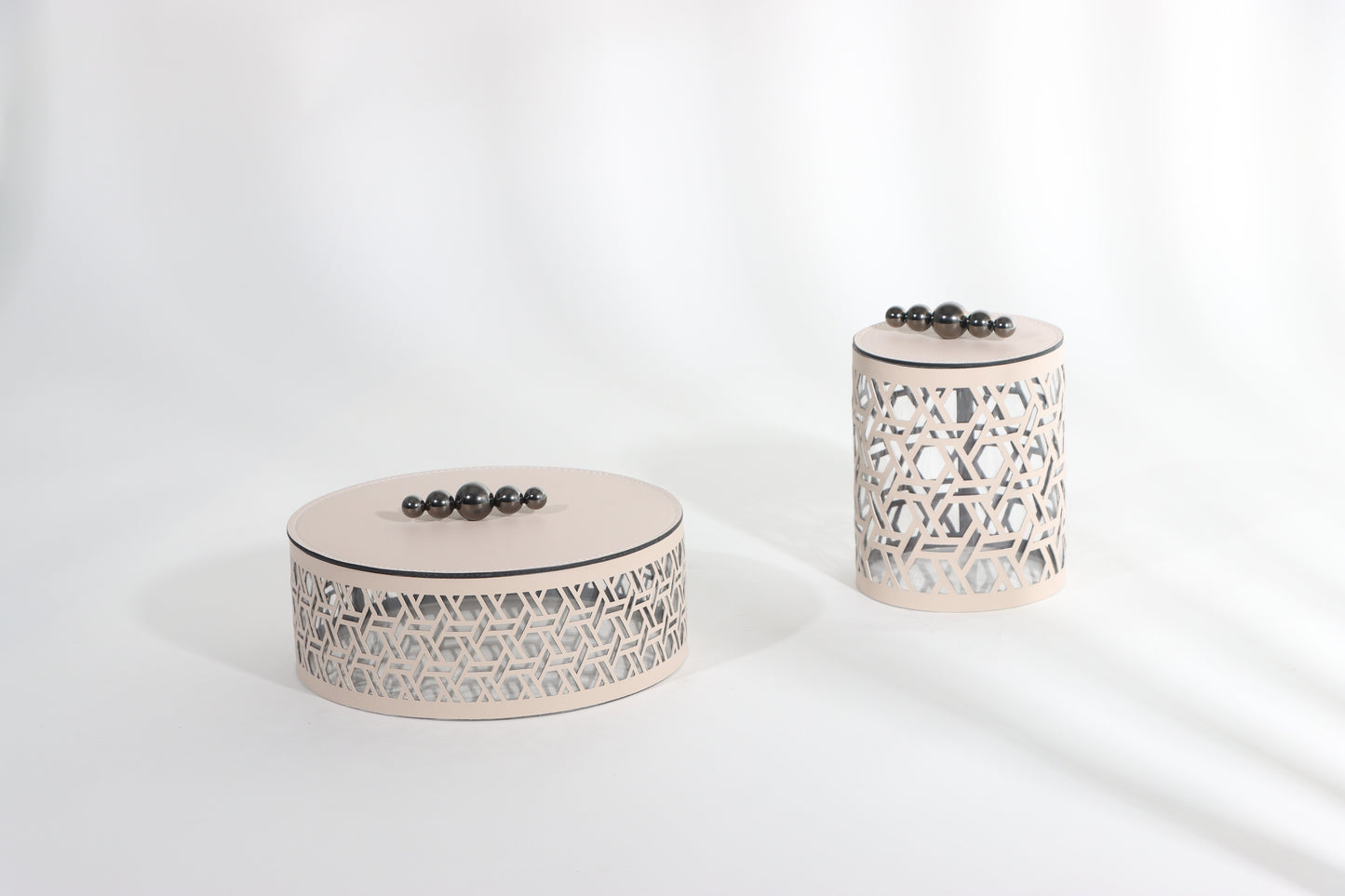 Milk White Micro-Fiber Leather & S/S Steel & Acrylic Storage Box