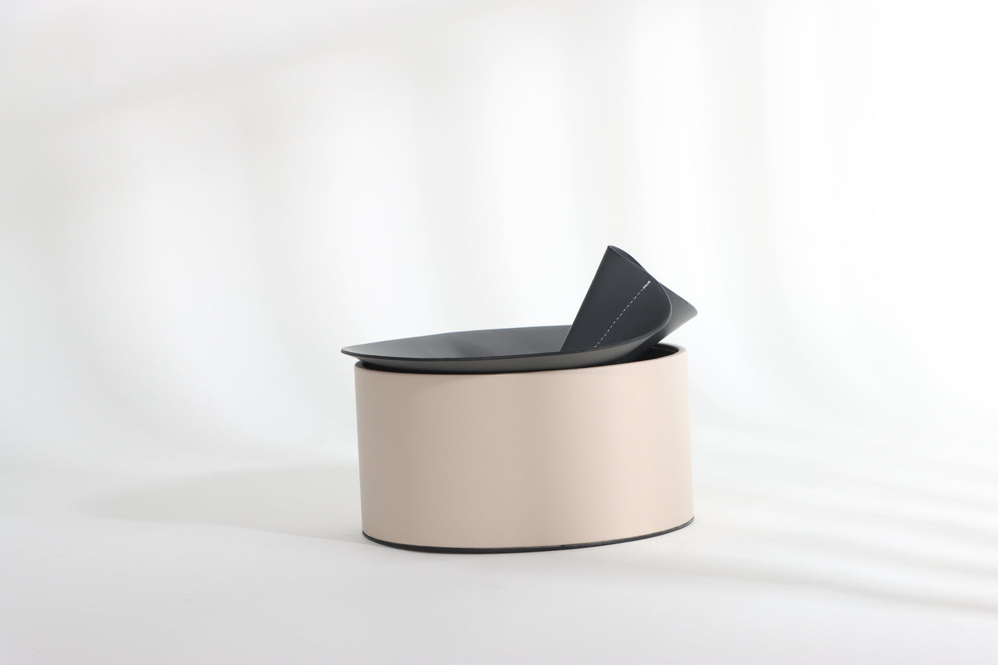 BLACK & BEIGE MICRO-FIBER LEATHER & PVC STORAGE BOX