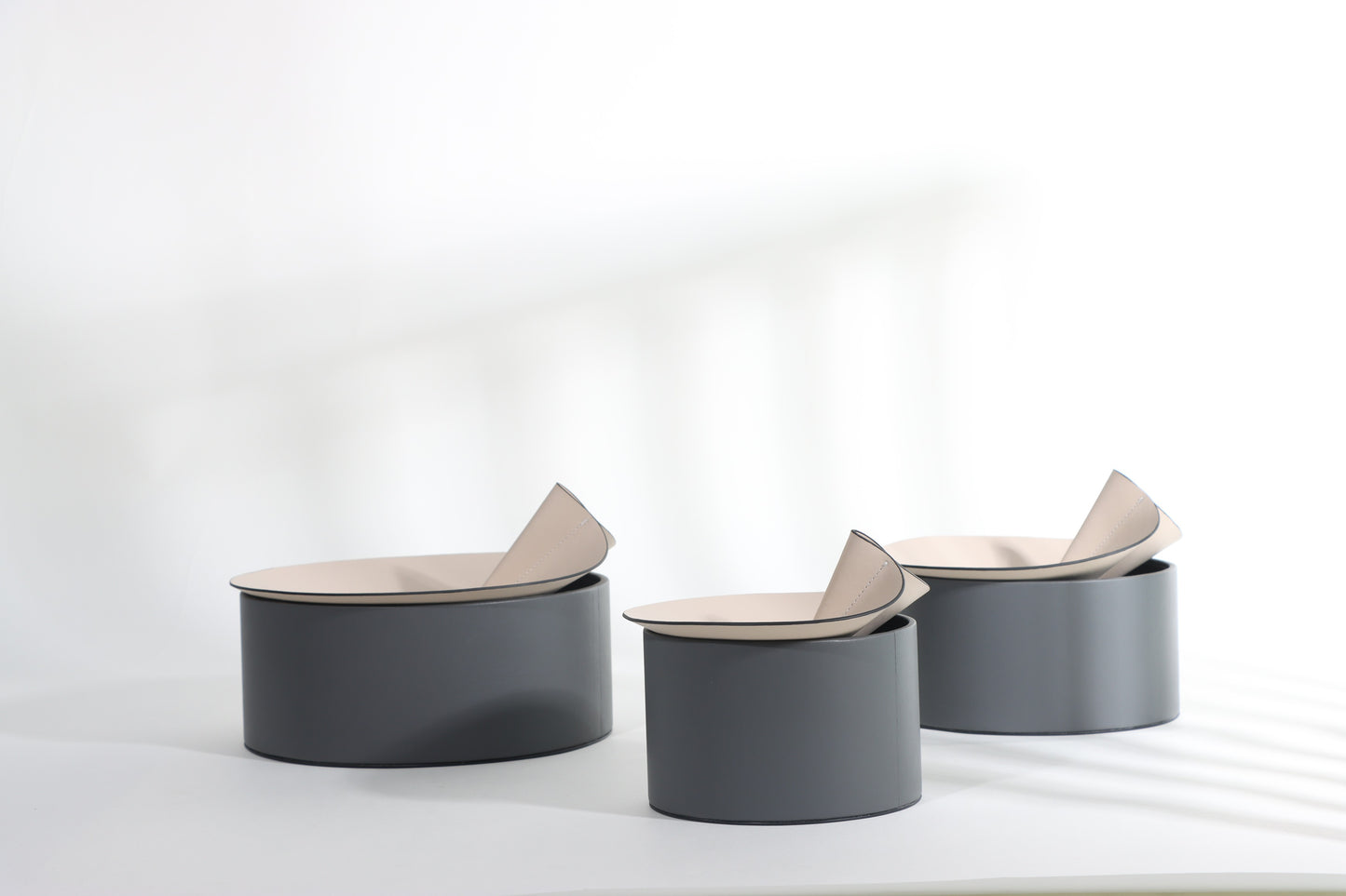 BEIGE & BLACK MICRO-FIBER LEATHER & PVC STORAGE BOX