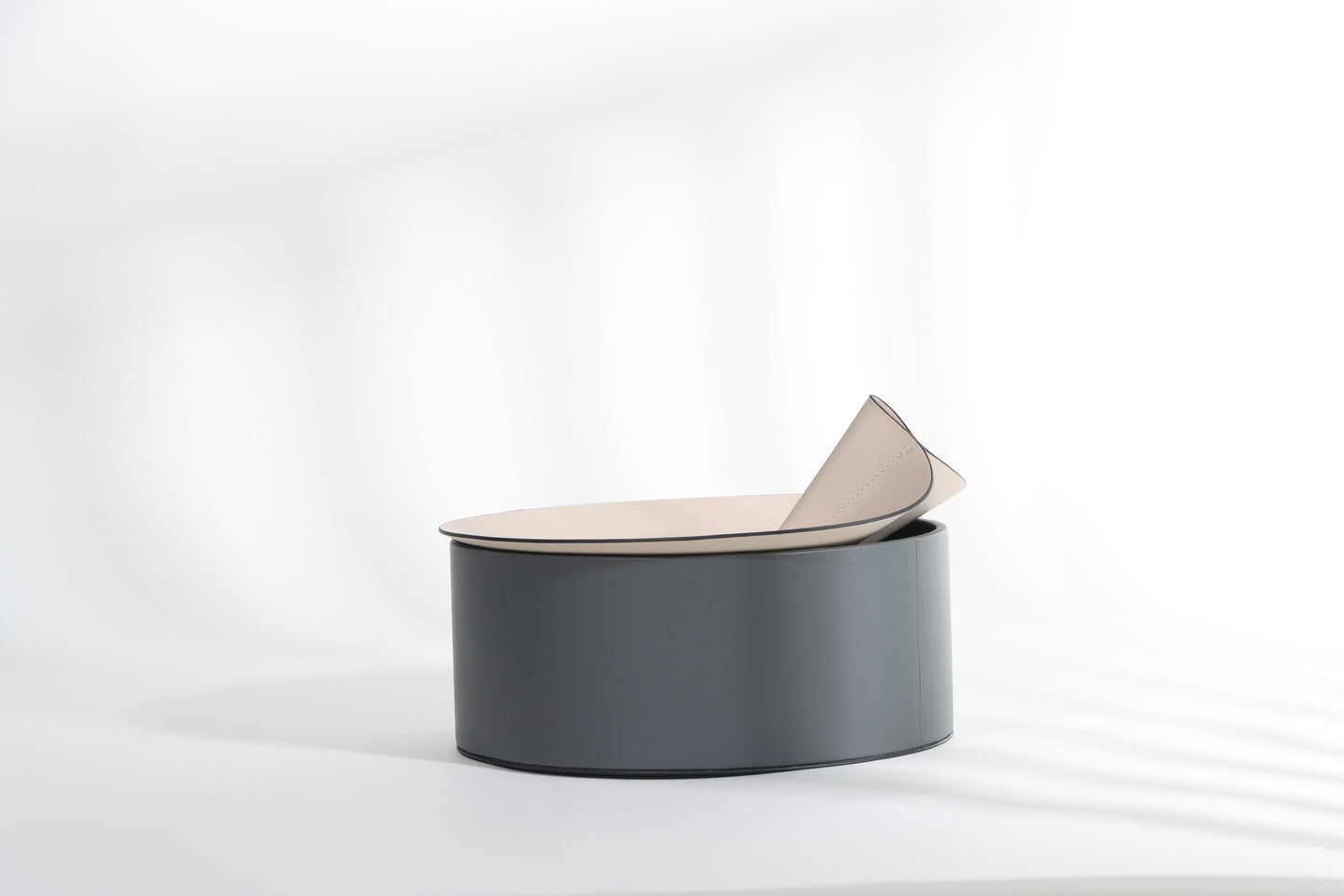 BEIGE & BLACK MICRO-FIBER LEATHER & PVC STORAGE BOX