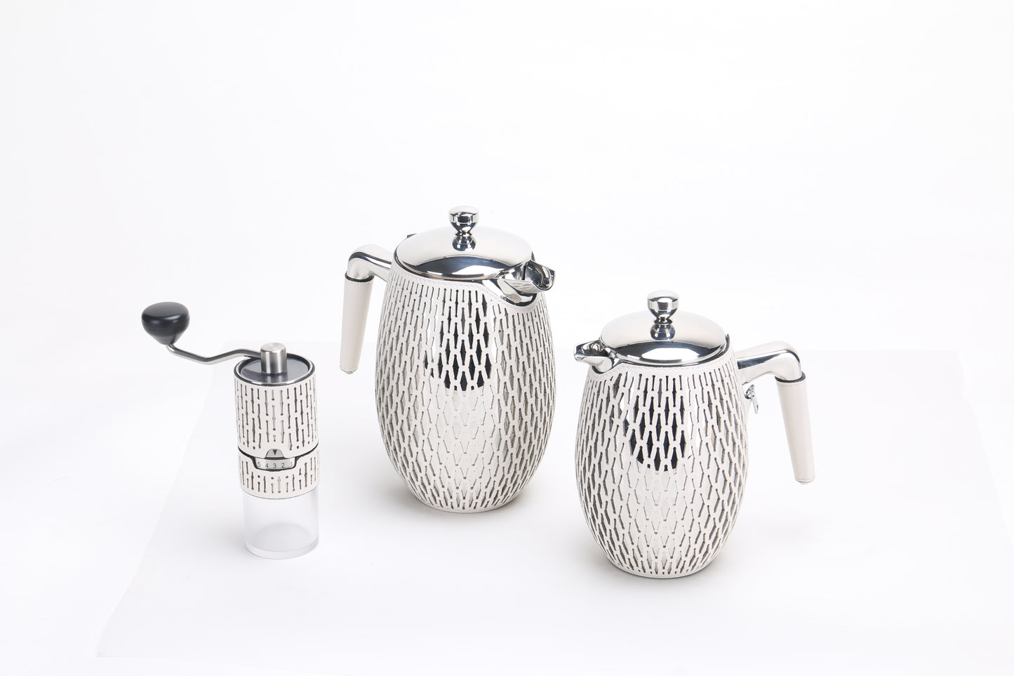 White PU Leather & S/S Steel Coffee-Maker