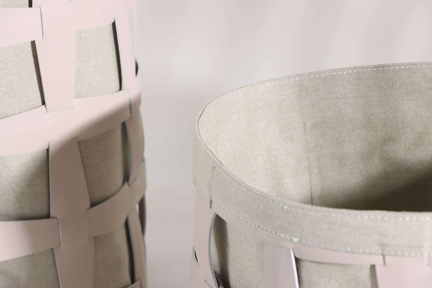 BEIGE MICRO-FIBER EATER & FABRIC FABRIC BASKET
