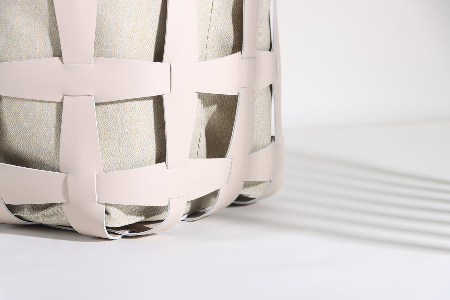 BEIGE MICRO-FIBER EATER & FABRIC FABRIC BASKET
