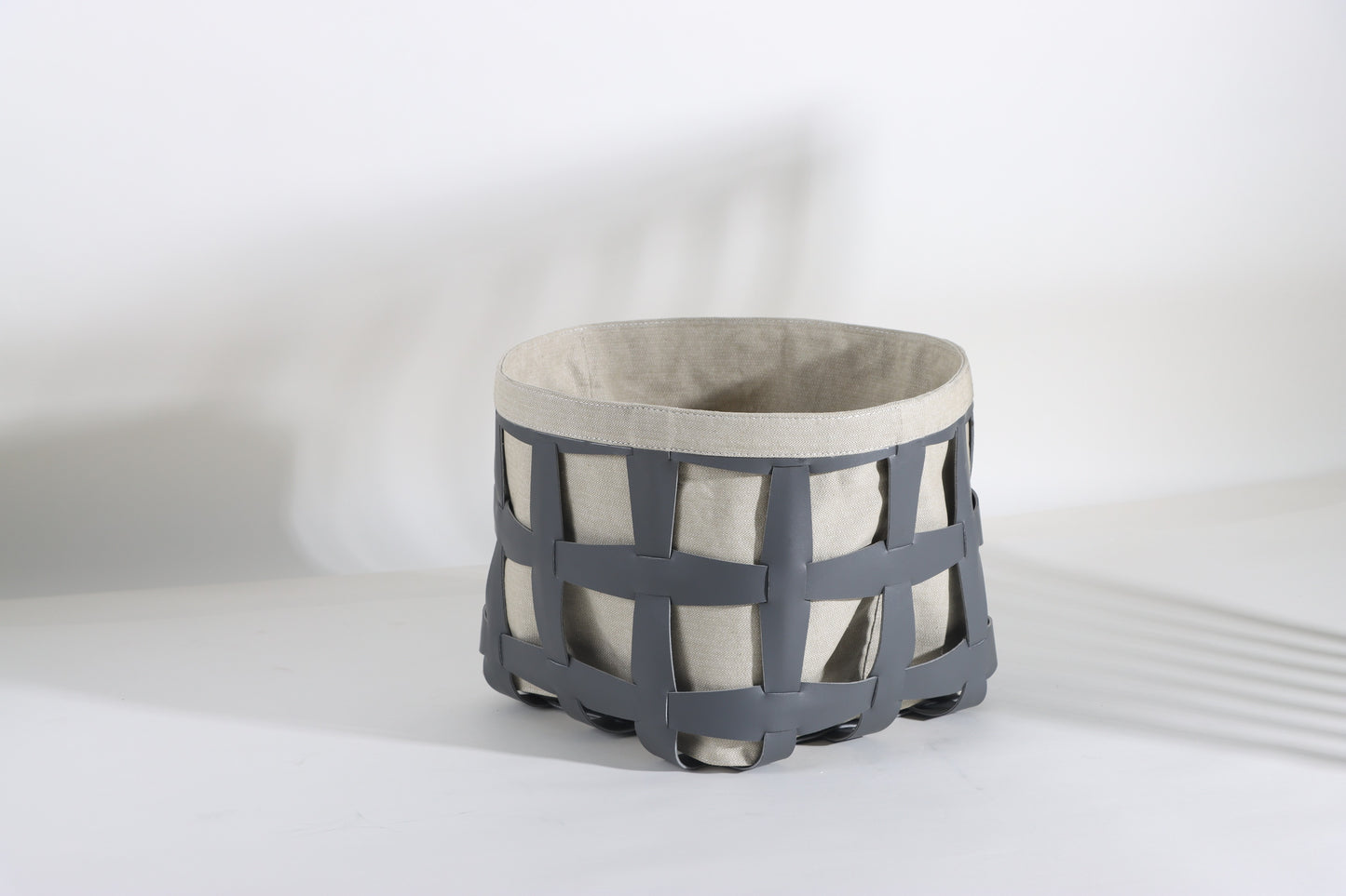 GREY MICRO-FIBER EATER & FABRIC FABRIC BASKET