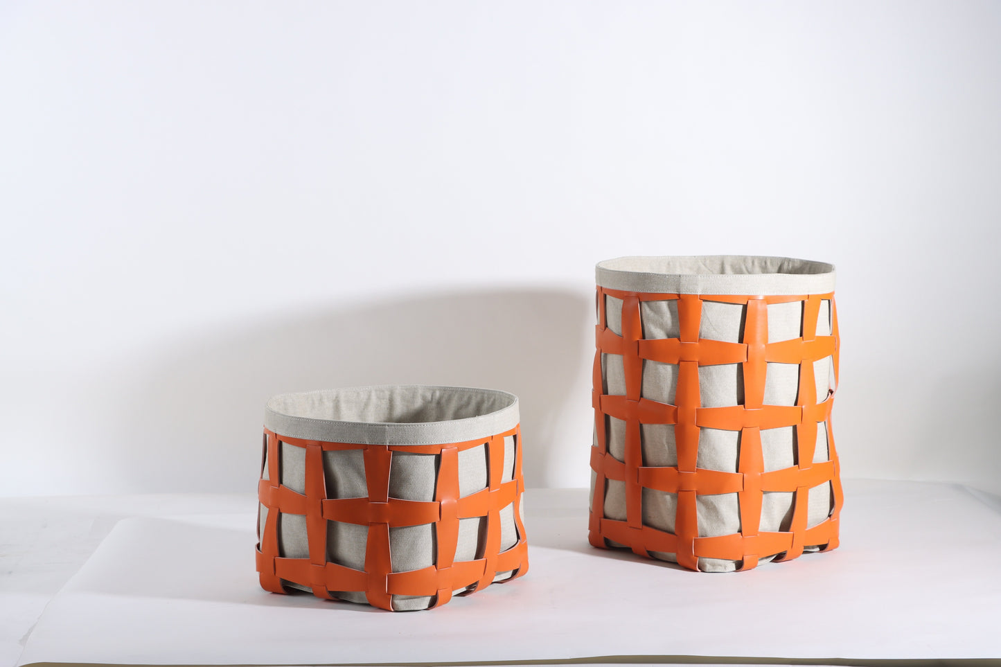 Beige & Orange Micro-Fiber Eater & Fabric Basket