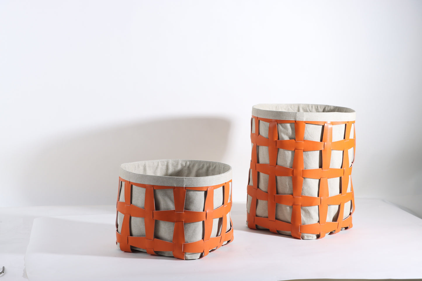 Beige & Orange Micro-Fiber Eater & Fabric Basket