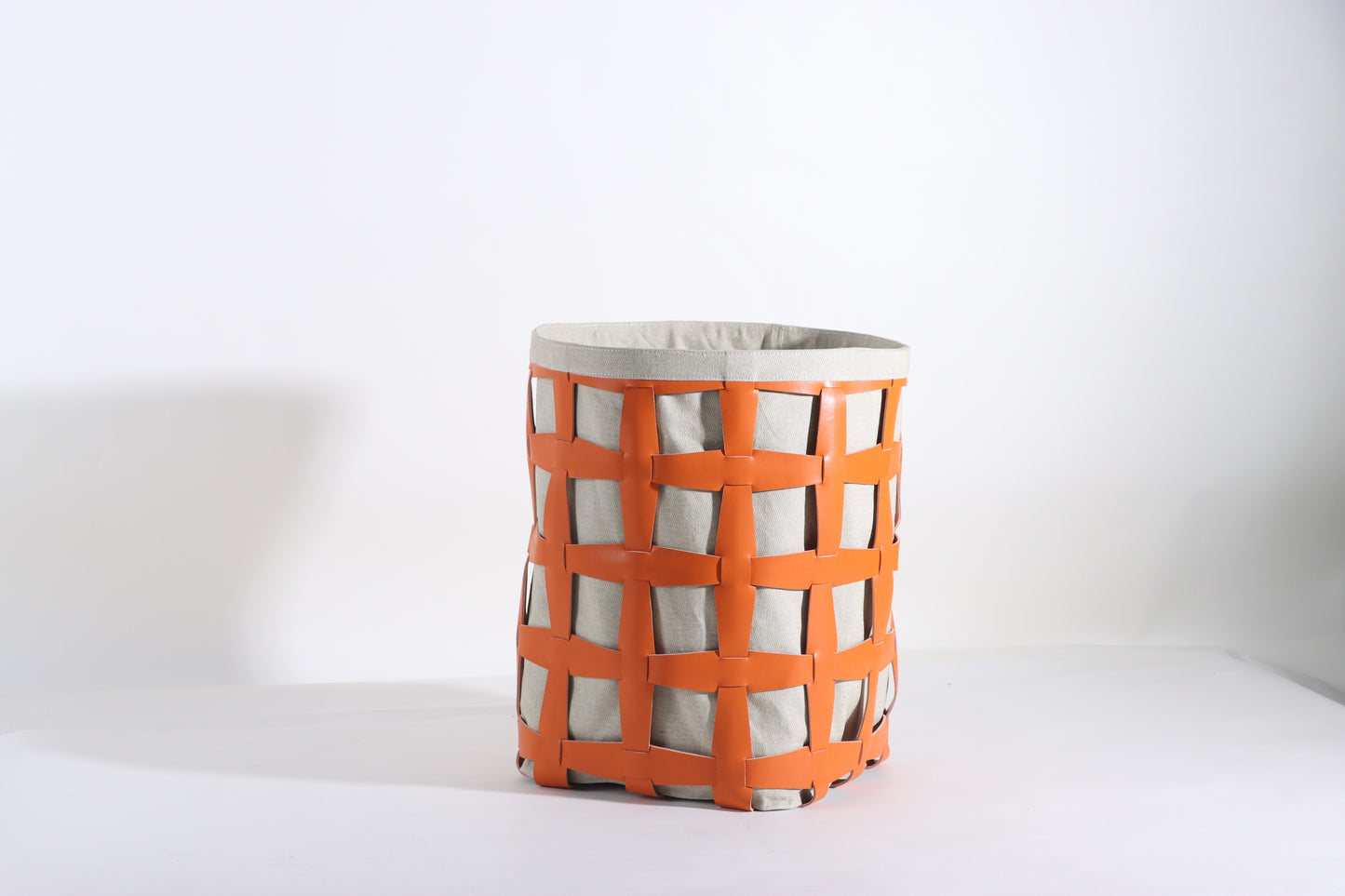 Beige & Orange Micro-Fiber Eater & Fabric Basket