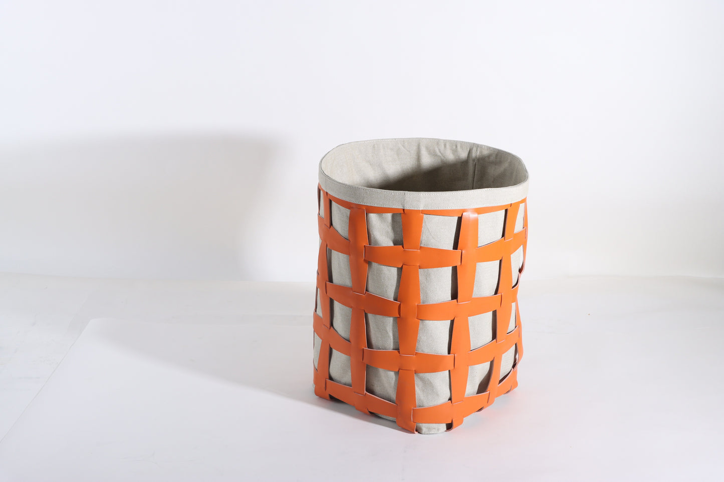 Beige & Orange Micro-Fiber Eater & Fabric Basket