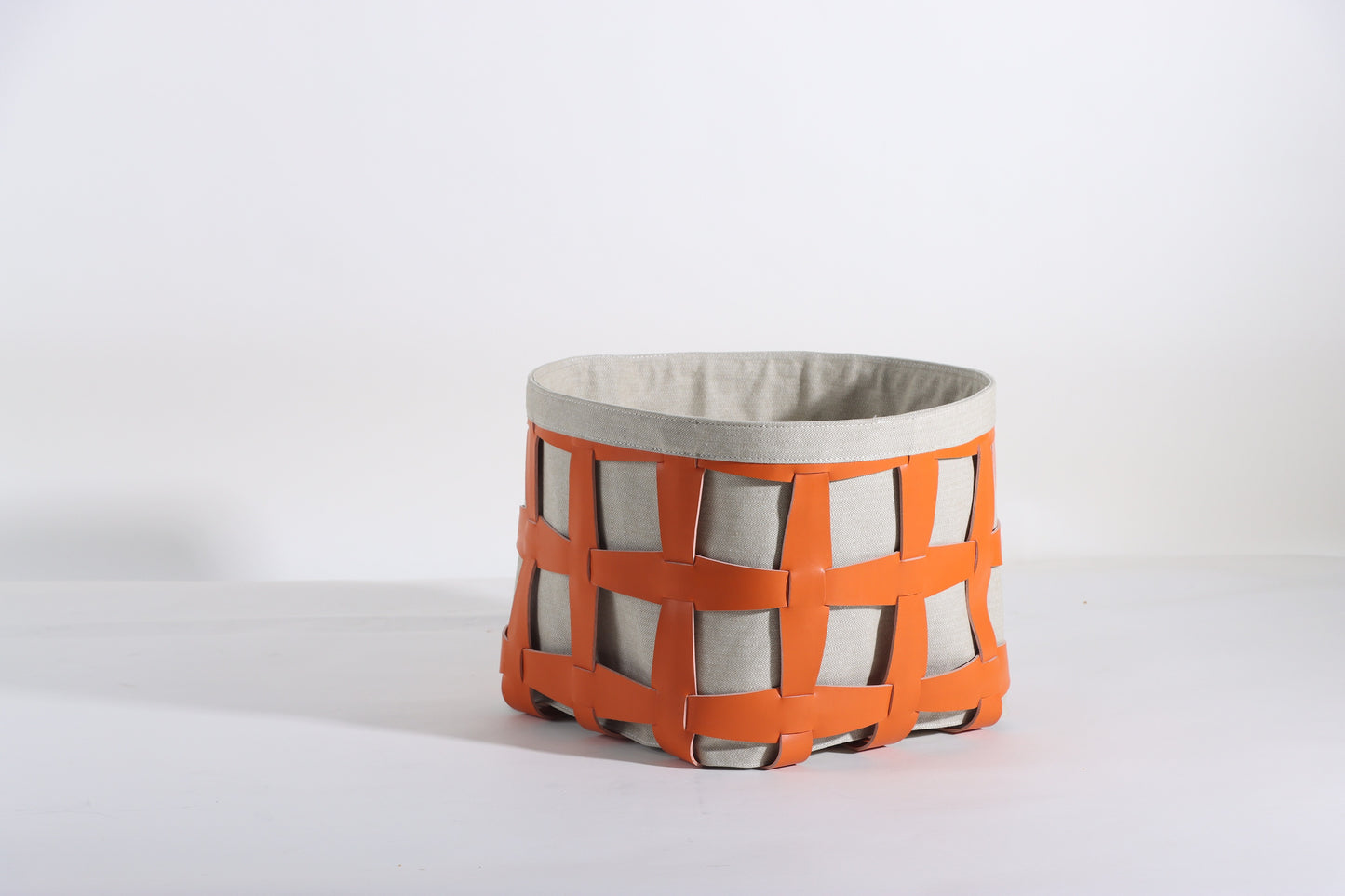 Beige & Orange Micro-Fiber Eater & Fabric Basket