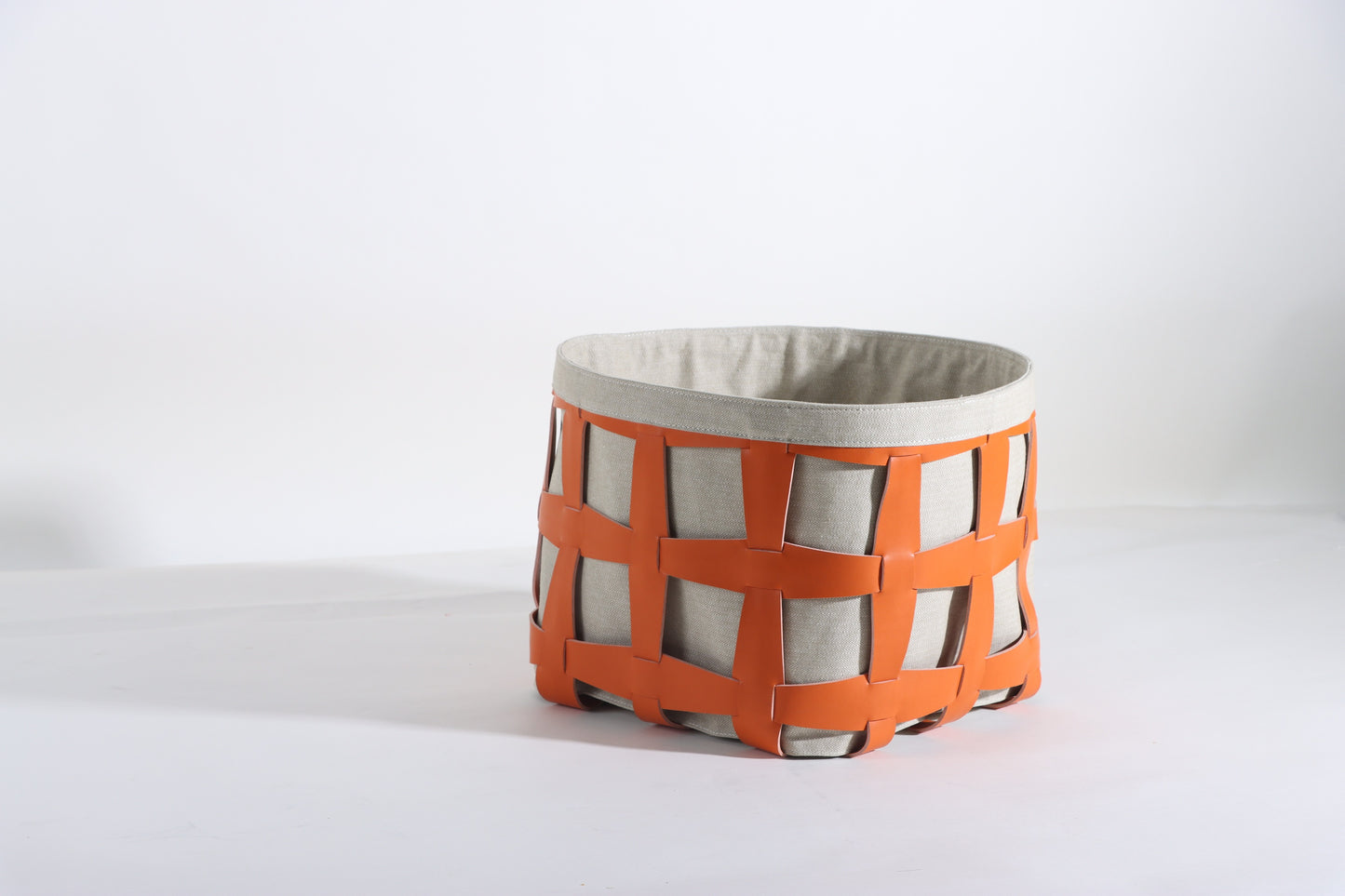 Beige & Orange Micro-Fiber Eater & Fabric Basket