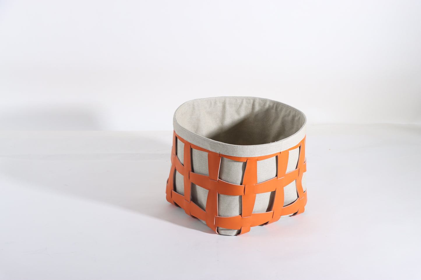 Beige & Orange Micro-Fiber Eater & Fabric Basket