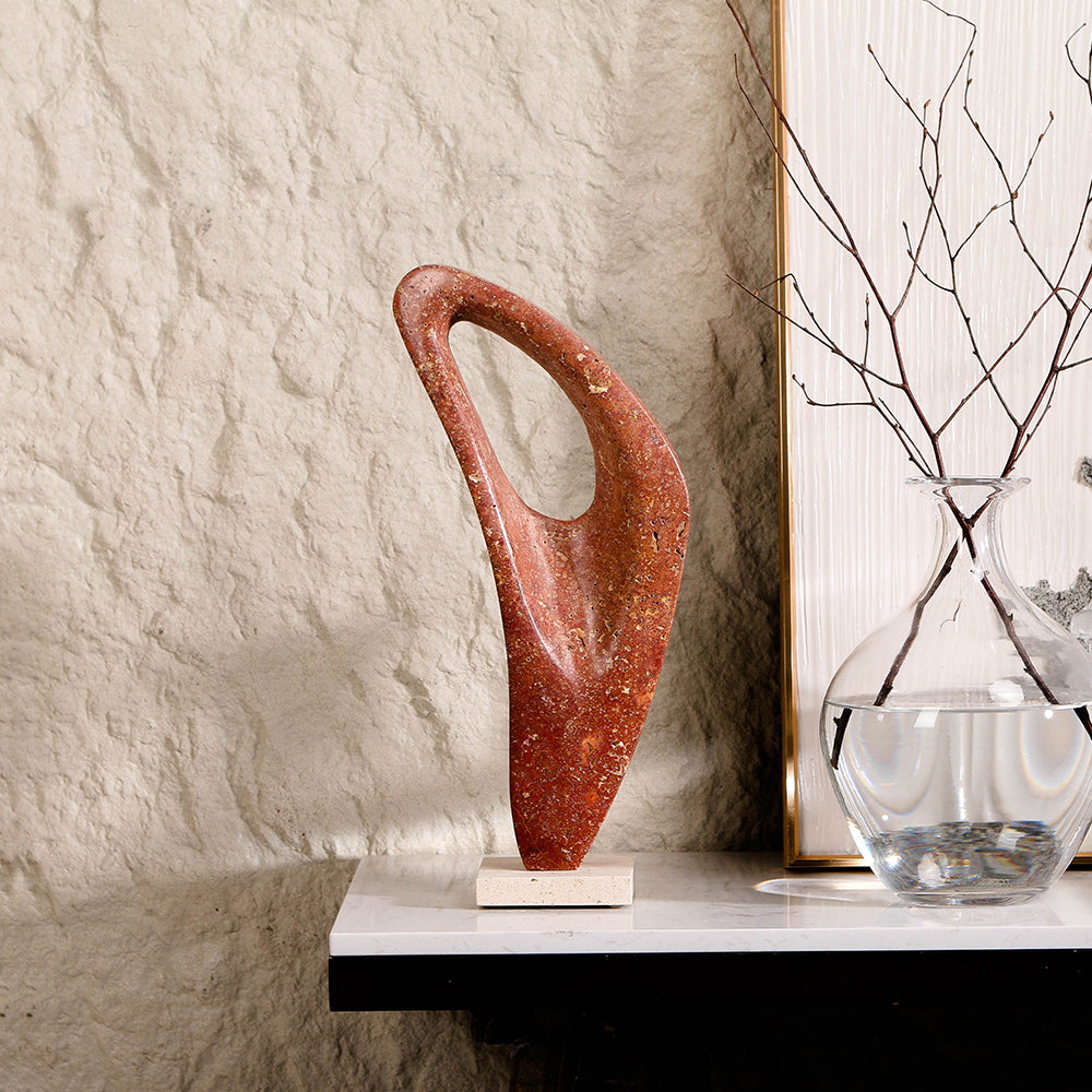 Red Marble Abstract Sculpture