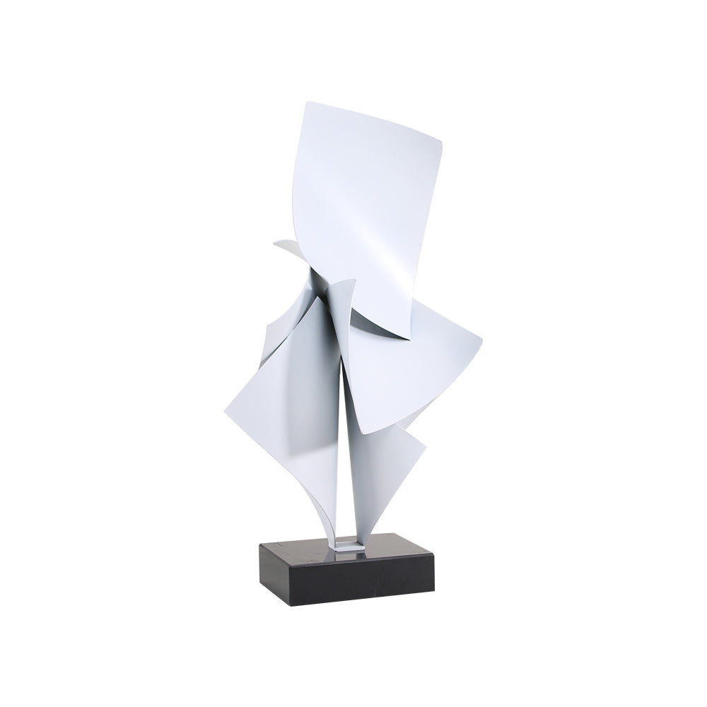 White Abstract Iron & Marble Artwork Sculpture