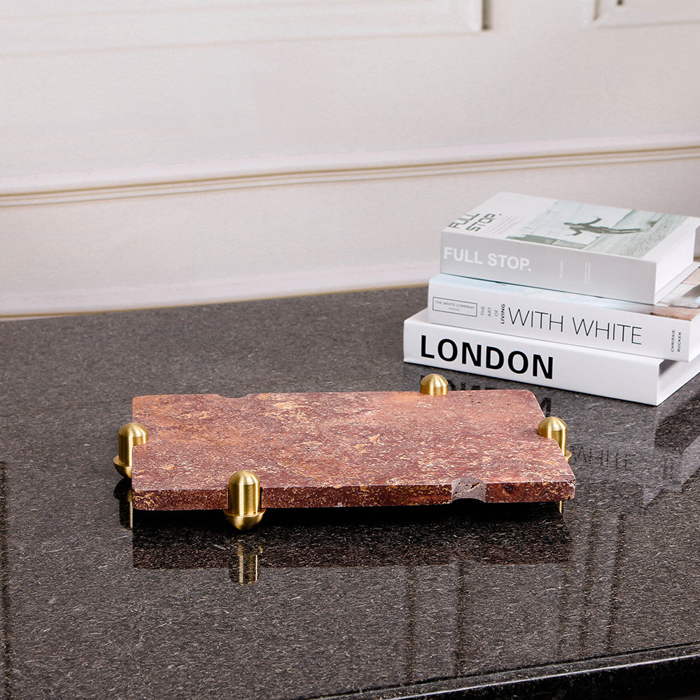Rectangular Marble & Aluminium Tray