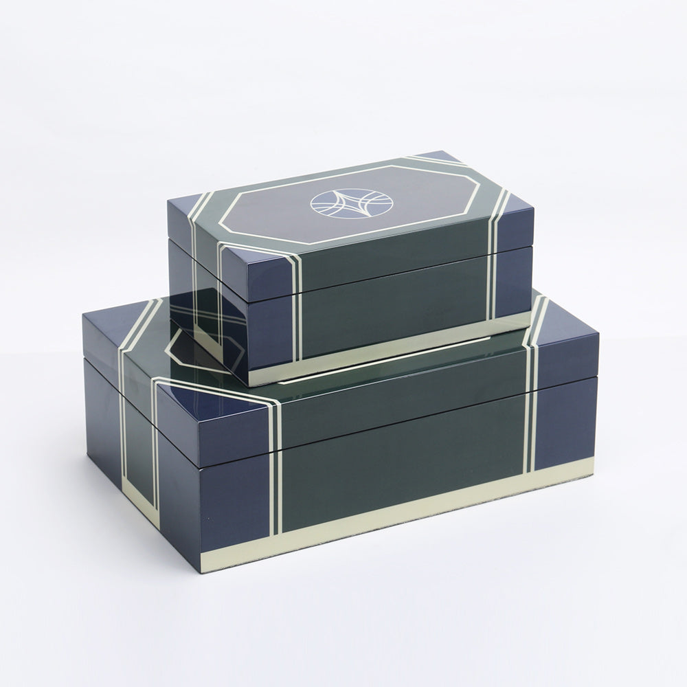Dark Green & Blue Matte Lacquer + Mdf Storage Box