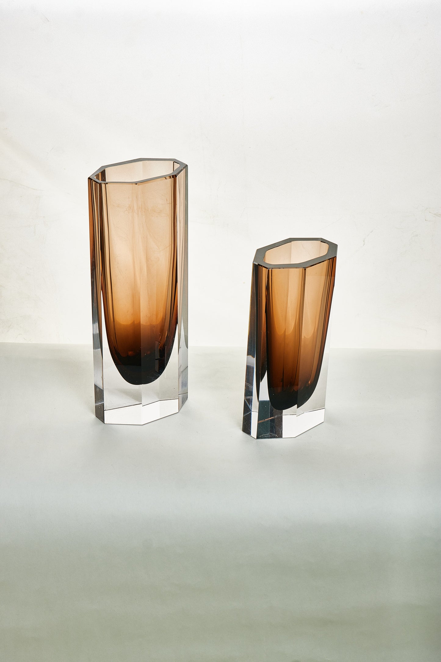 Light Brown Hand-Made Cylindrical Glass Vase